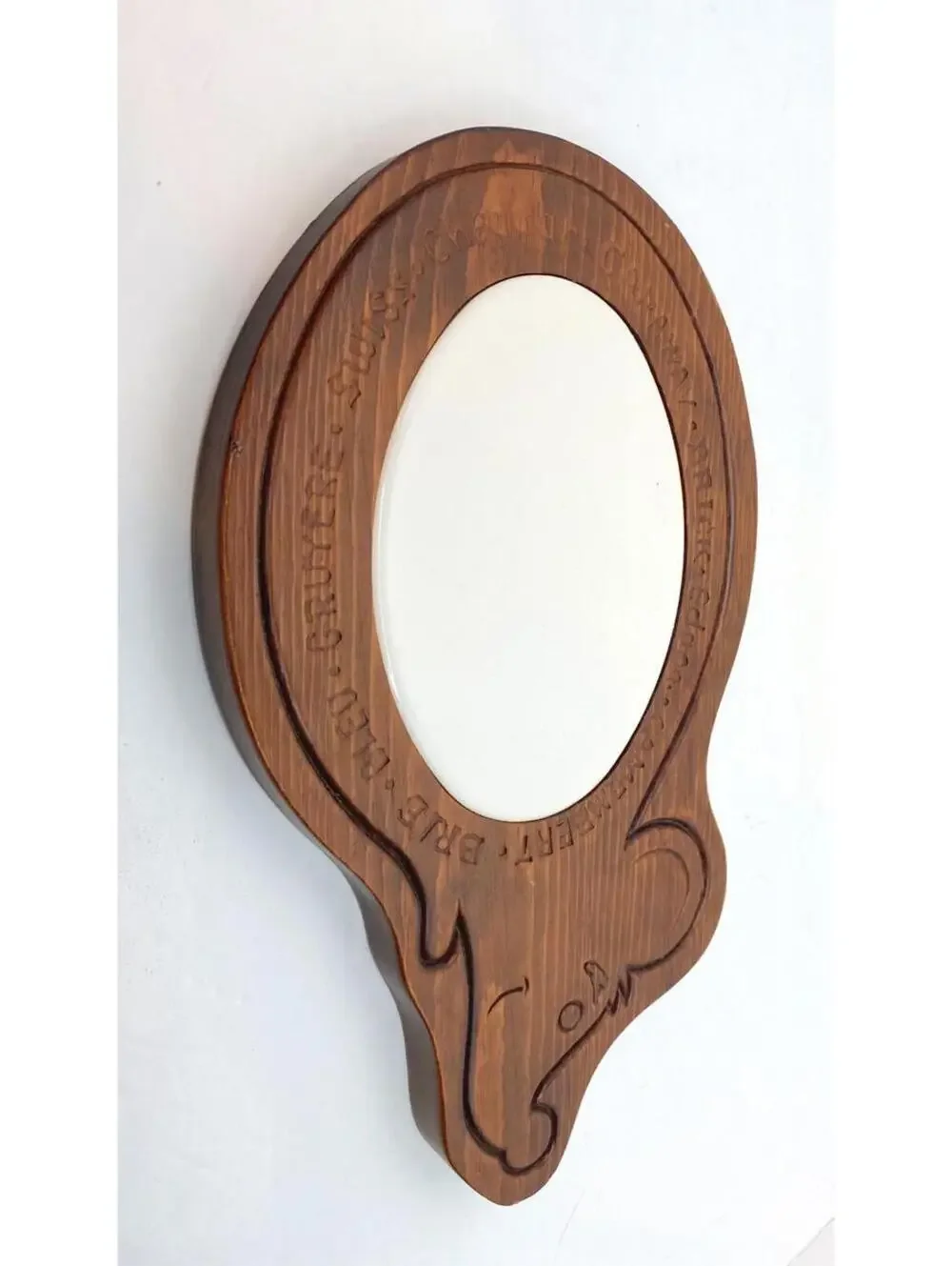 Vintage MCM Wood Figurative Mouse With Ceramic Cheese Plate Tray Board